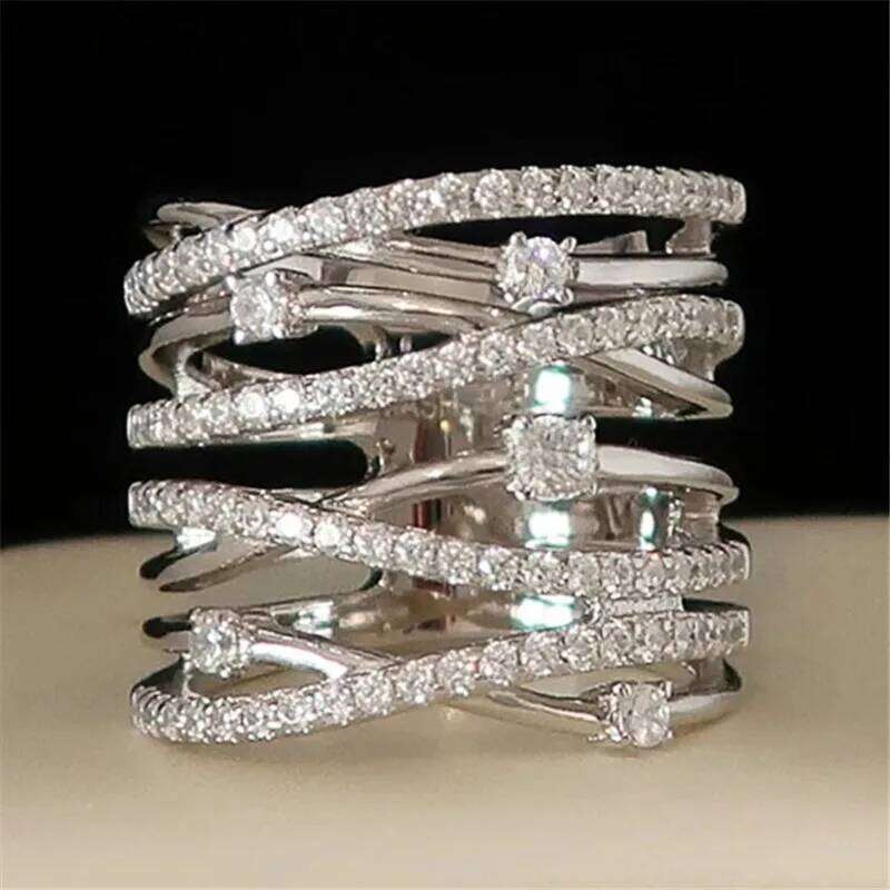 Cross Ring Female Wedding Party Accessories with Fashion Design Luxury Trendy Jewelry for Women