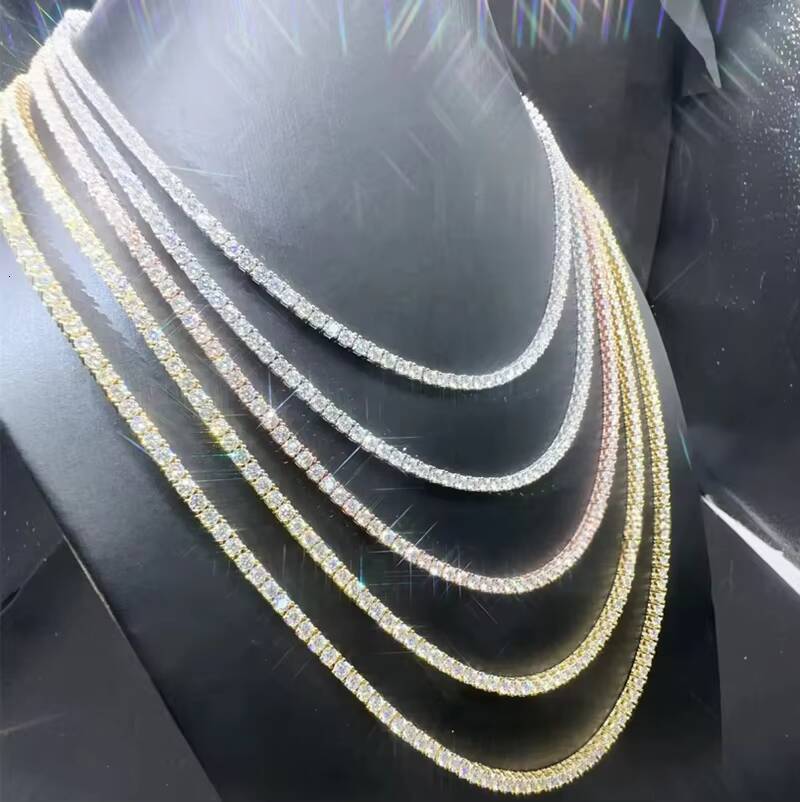5mm 1ct VVS Moissanite Diamond 925 Sterling Silver Diamond Fine Jewelry Hip Hop Tennis Chain Men Necklace