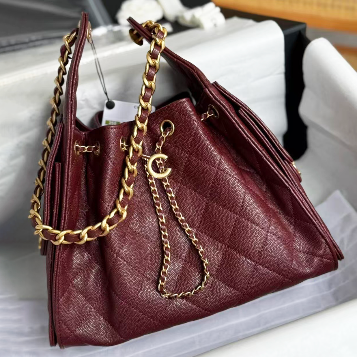 Top quality 25 hobo bag Luxury designer bag 25 cc bag Womens handbag leather tote bag with drawstring lady clutch chain shoulder bag fashion crossbody Evening Bags