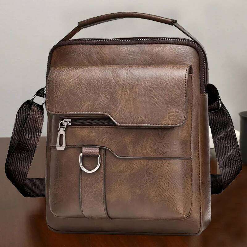 Neutral Style Shoulder Bag Men Women, Suitable for Business Travel and Work Pu Solid Color Crossbody Bag.