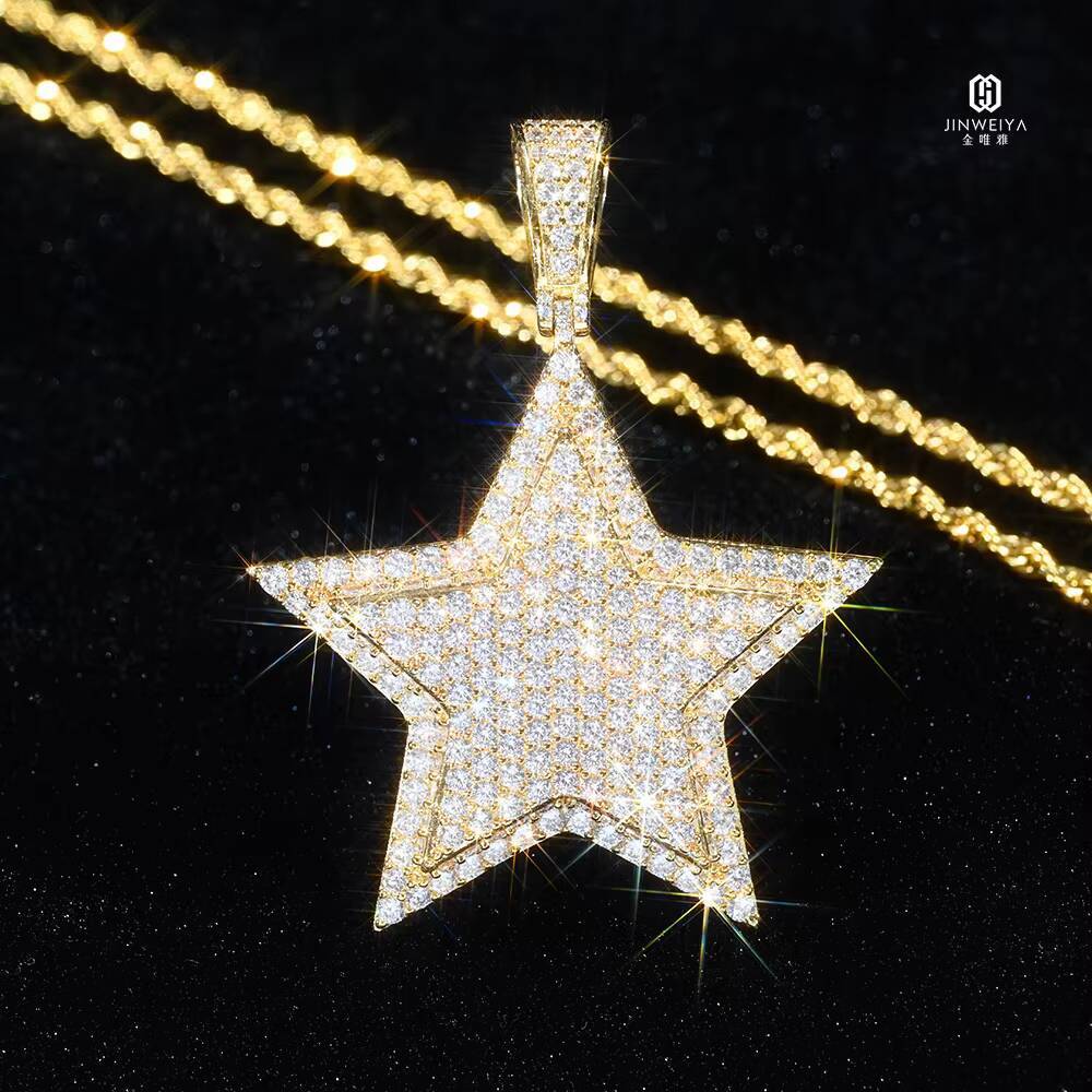 Hiphop Pendant Charms 925 Silver 3D Star Double Layers Round Brilliant Iced Out Moissanite Pendant GRA Certified Fashion Pendant