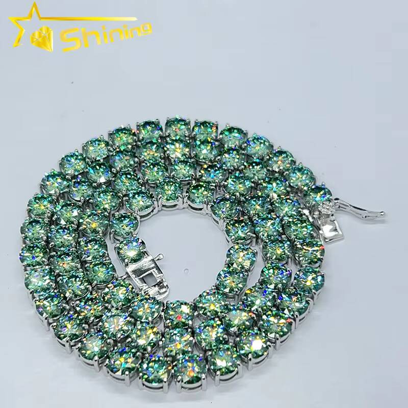 Hot Sale Green Moissanite Tennis Chain Fine Jewelry S925 Tennis Chain Bracelets necklace Custom Moissanite Jewelry