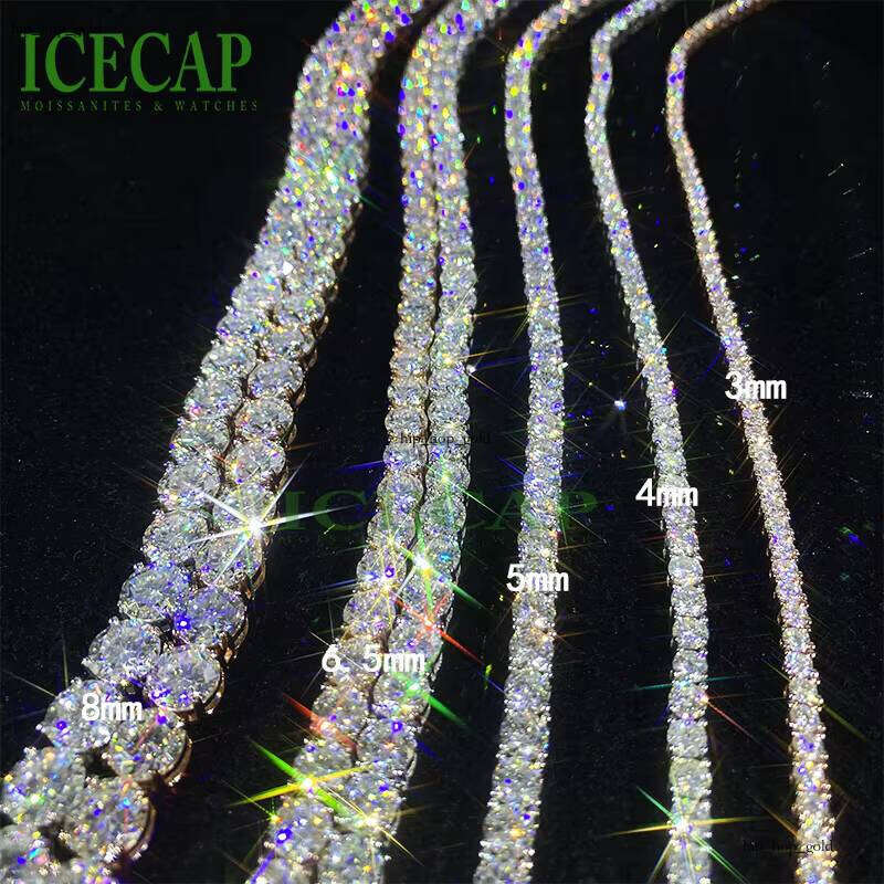 Tested 3-6.5mm Sterling Sier Iced Out VVS Silicon Stone Tennis Chain Necklace