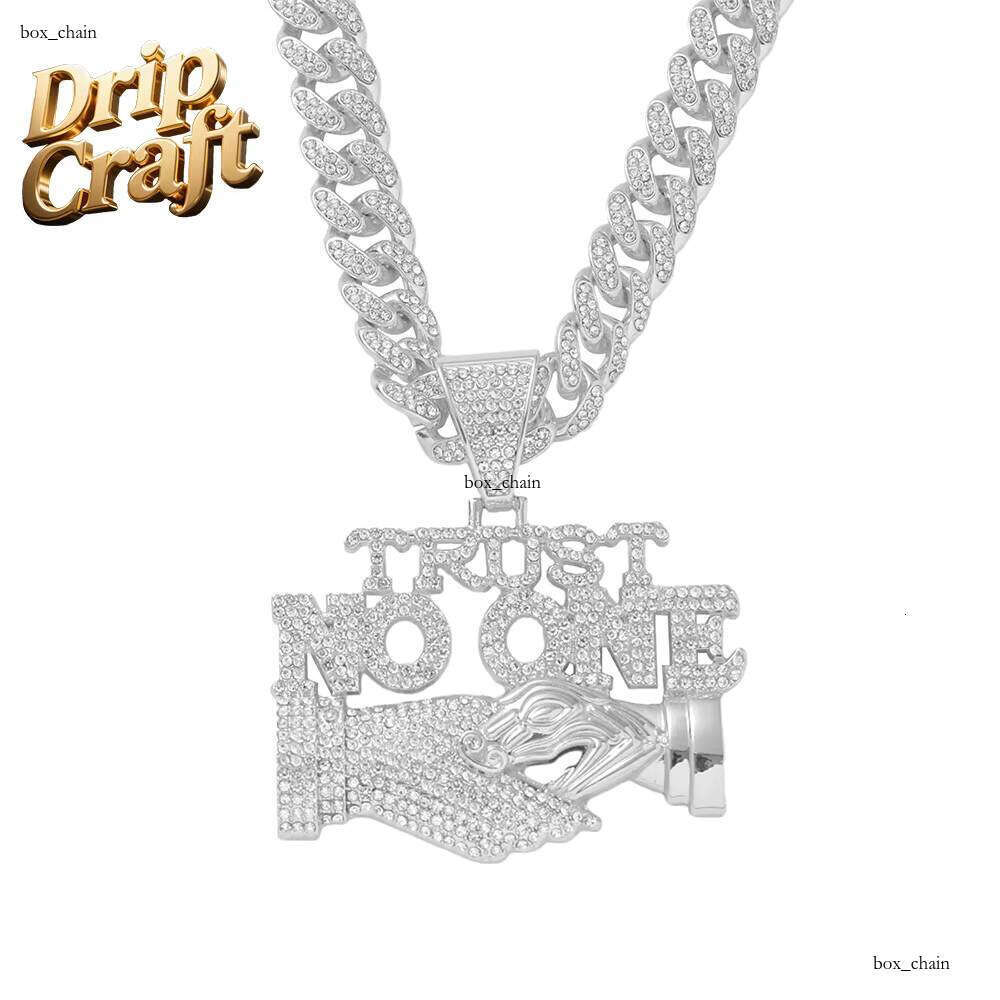 Ice out VVS Moissanite Hip Hop Rap Alloy Full Letter Splicing Pendant Cuban Chain Necklace