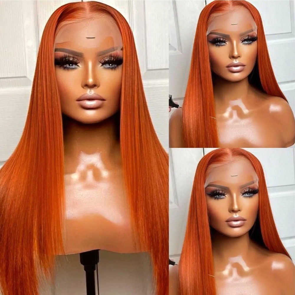 Straight Ginger Orange Human Hair Wig 30 36 Inches 13x4 HD Lace Frontal Glueless Brazilian Colored Wigs Pre Plucked For Women 200 Density