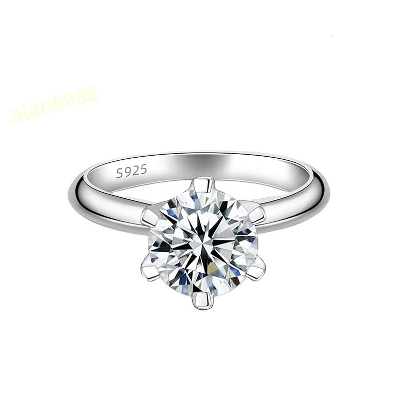 1ct 2ct 3ct 5ct 925 Sterling Silver VVS1 Moissanite Ring Engagement Bridal Wedding Solitaire Rings With Gra Certificate