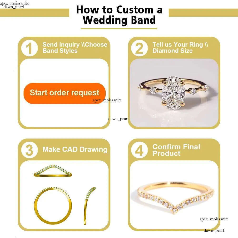 Custom Vvs Lab Grown Created Diamond Band Women Set 10K 14K 18K Solid Gold Cured Eternity Wedding Ring Fine Jewelry 00