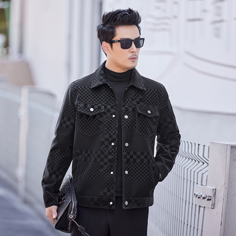 2026 New Designer Clothing Print Jacket Leather Men's Coat Top-class Business Casual Coat Fur Trend Outdoor Sports Luxury Men's Clothing