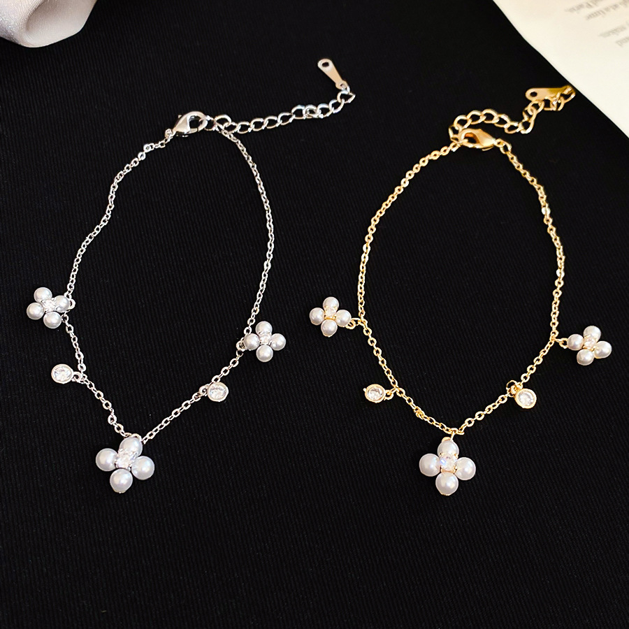 Korean Version Zircon Flower Pearl Simple Fashion Light Luxury Elegant Versatile Bracelet Design Sense Niche Jewelry for Women - view 8