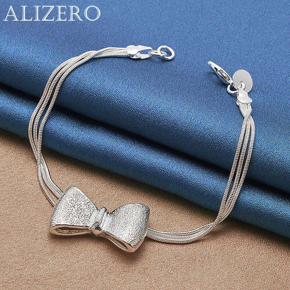 ALIZERO 925 Sterling Silver Bowknot Charm Bracelets For Women Fashion Accessories Cute Style Jewelry Birthday Gifts