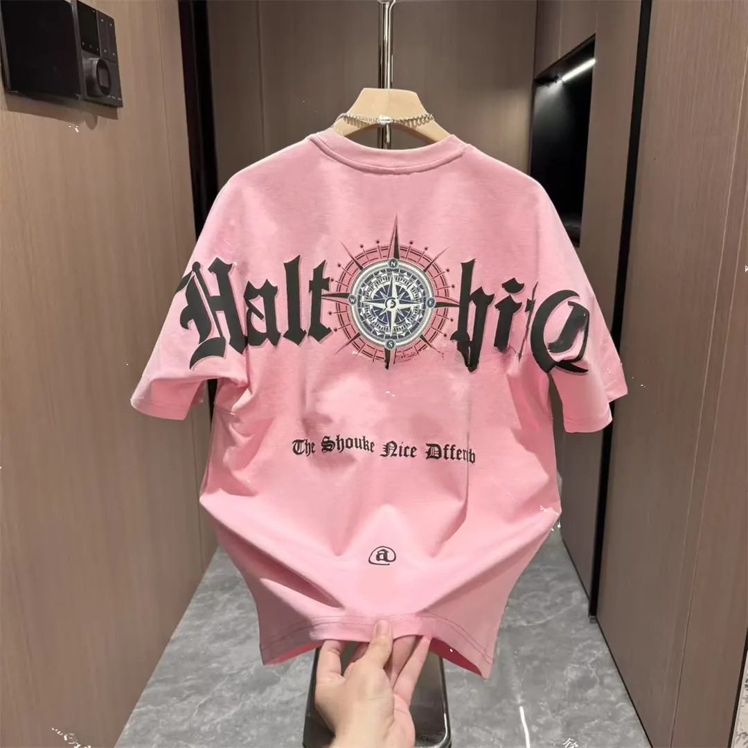 Luxury Designer Clothes American Retro Trendy Brand Casual Heavyweight Printed Letter 2025 Summer Fashion Versatile Short Sleeve T-Shirt