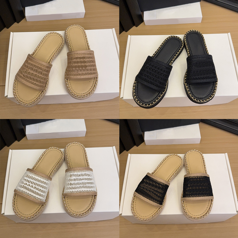 Designer Women Wedge Sandals Summer Comfortable Party Woven Mesh Breathable Women Shoes Summer Platform High Heel Beach Slides 824