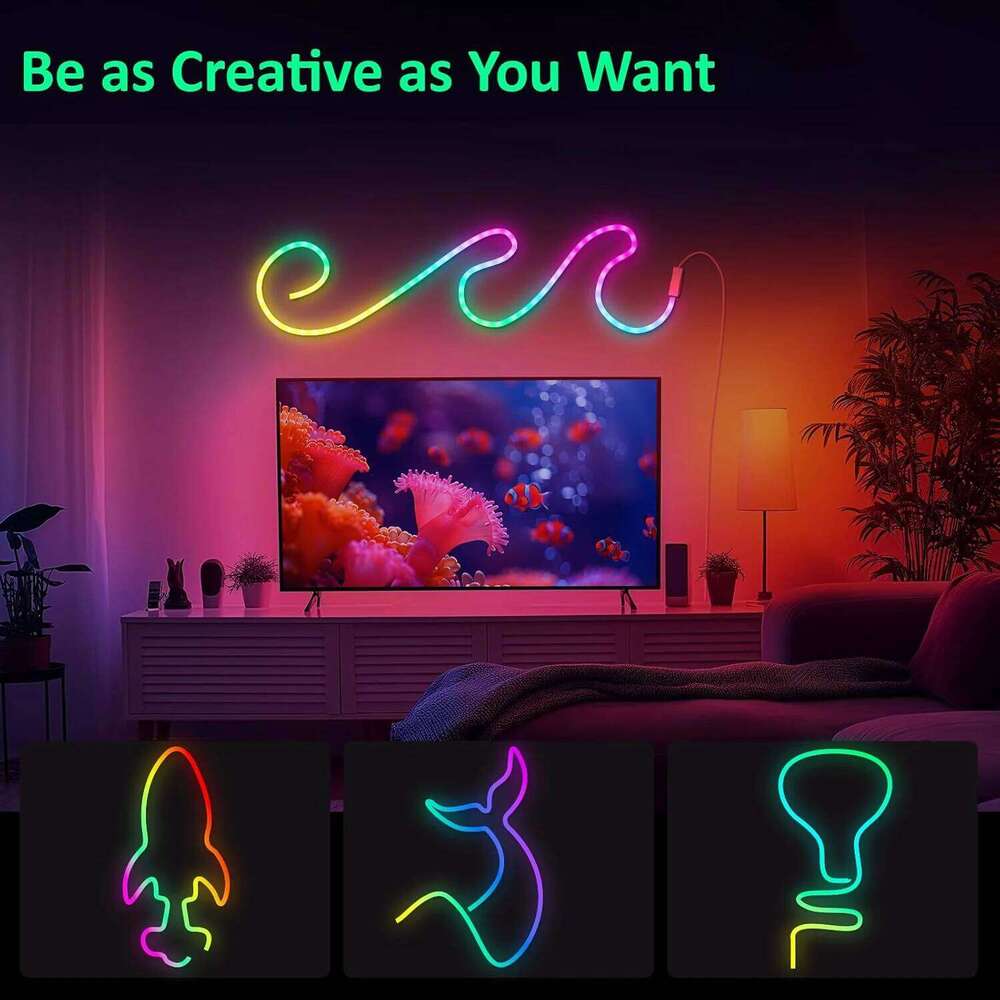 LED Neon Rope Lights, Lights For Bedroom Flexible LED Light With Remote And APP Control RGB Lighting Strip X260107