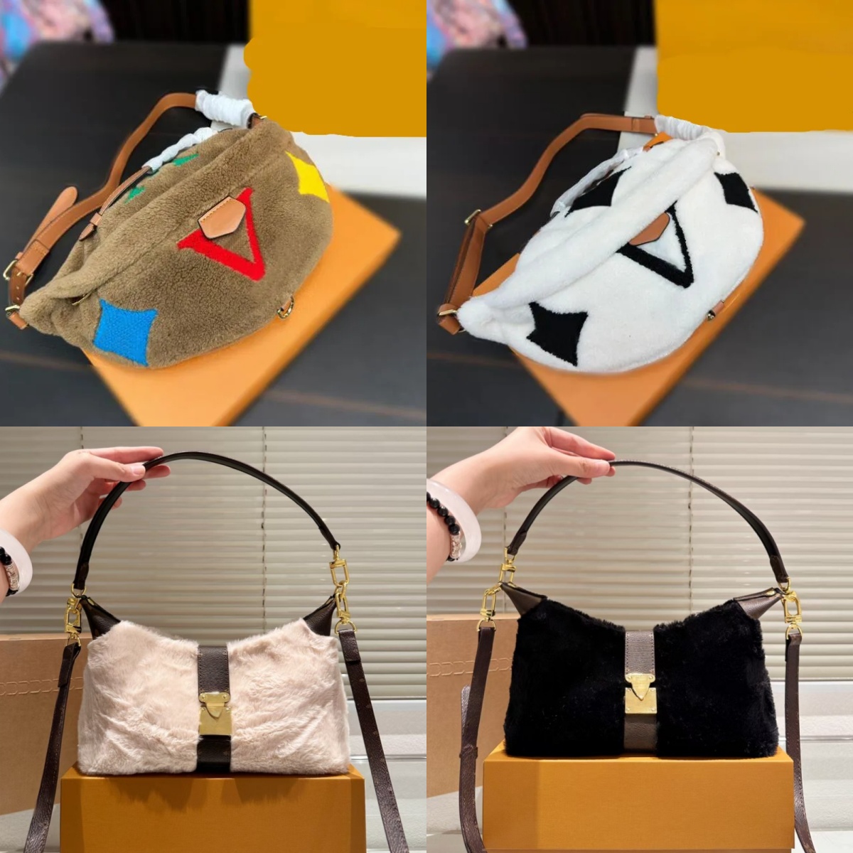 New Style Designer bags Shoulder bag vuittion bag Multi-purpose handbag fur bag Messenger pillow Crossbody waist bag bum bag Women handbag evening bag