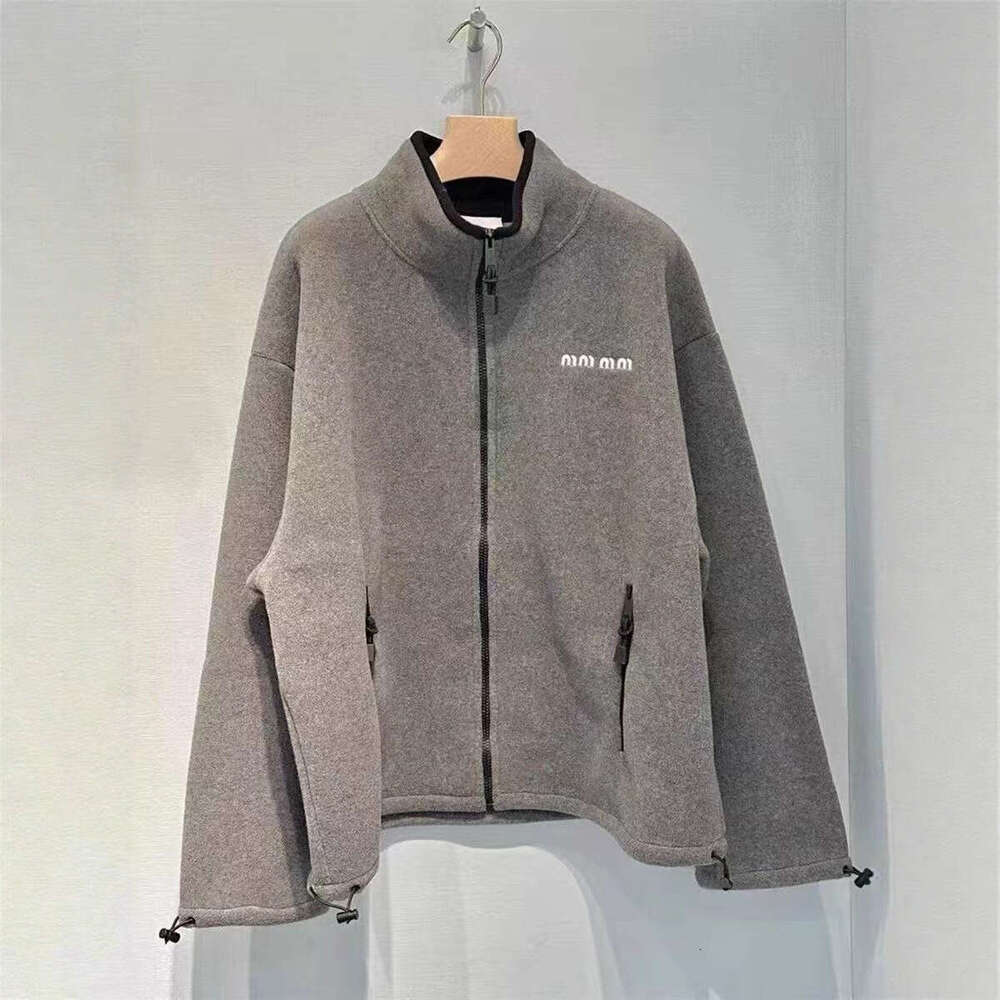 Early Autumn New Fashion Simple Embroidered Logo Gray Fleece Loose Jacket Couple Versatile Coat