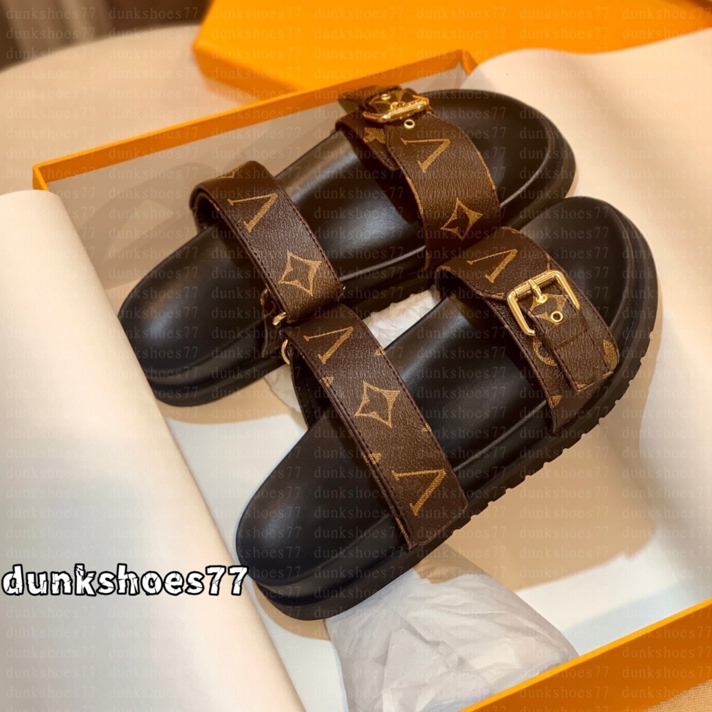 Bom Dia Genuine Leather sandal Slipper Casual Shoe summer beach gladiator Mules hasp New womans Flat Slide luxury Designer Sliders sandale 81