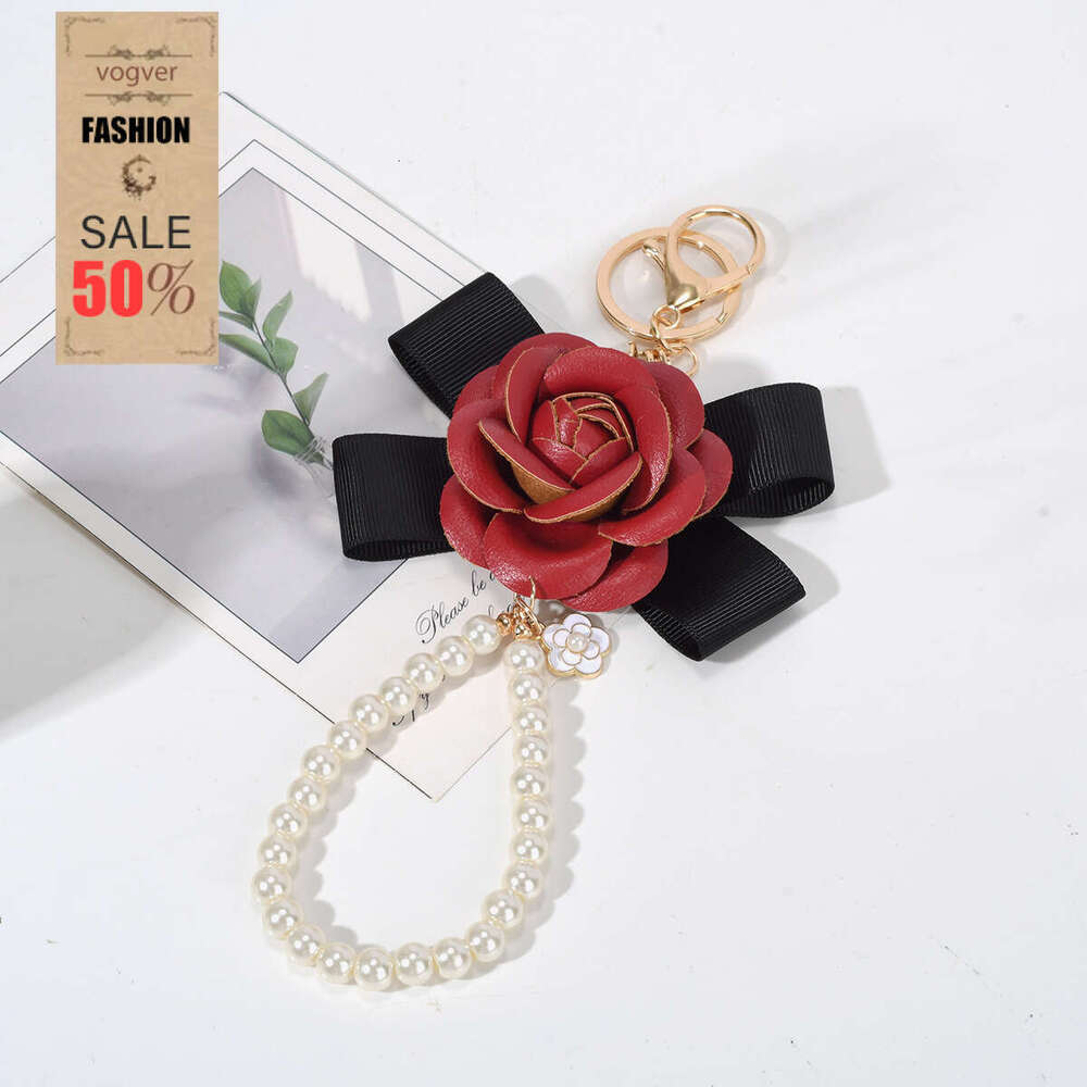 Bag Charm Camellia Bowknot Pearl Chain Creative Personality Pendant Women Versatile Keychain Phone Bag Decoration