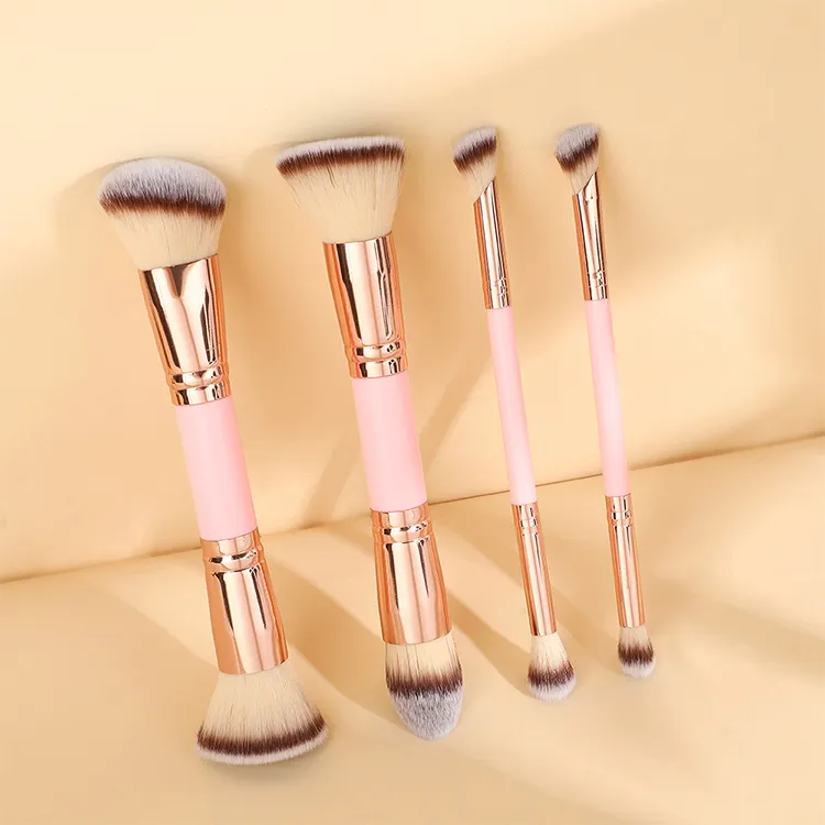 4 Pcs Soft Synthetic Makeup Brush Set Black Handle Contour Foundation Blush Eye Shadow Brushes Kit