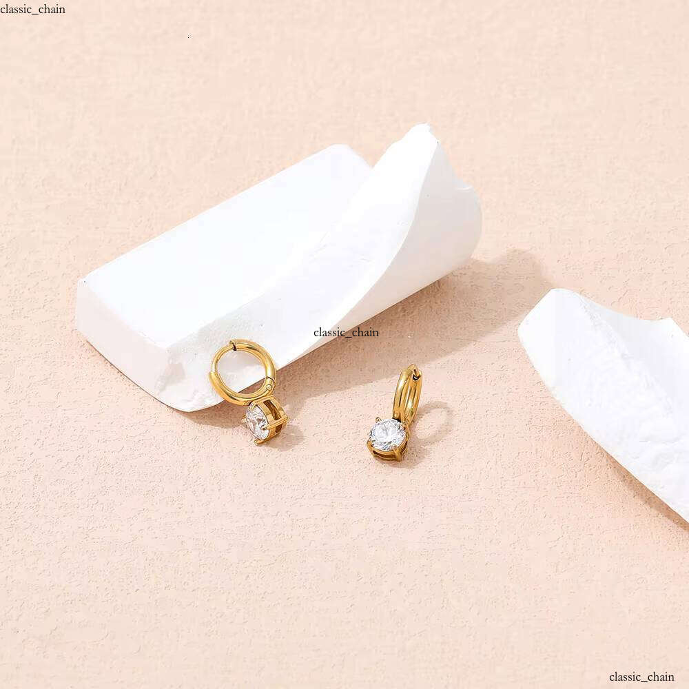 High-end PVD 18k Gold Plated Exquisite Small Elegant VVS Moissanite Waterproof VVS Moissaniteia Huggie Sterling Silver Hoop Earrings