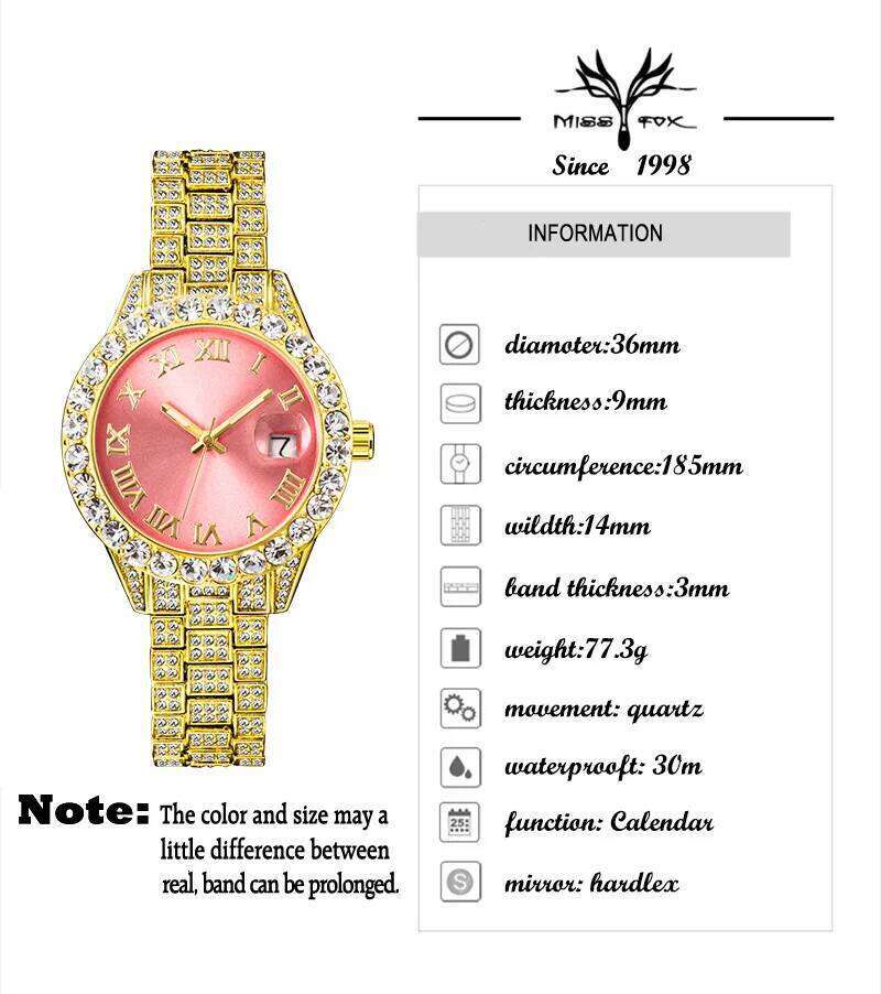 MISSFOX Pink Women Watches Luxury Small Face Elegant Quartz Watch For Ladies Icy Look Party Jewelry Mini Babe So Cute Arm Clock 26H0107