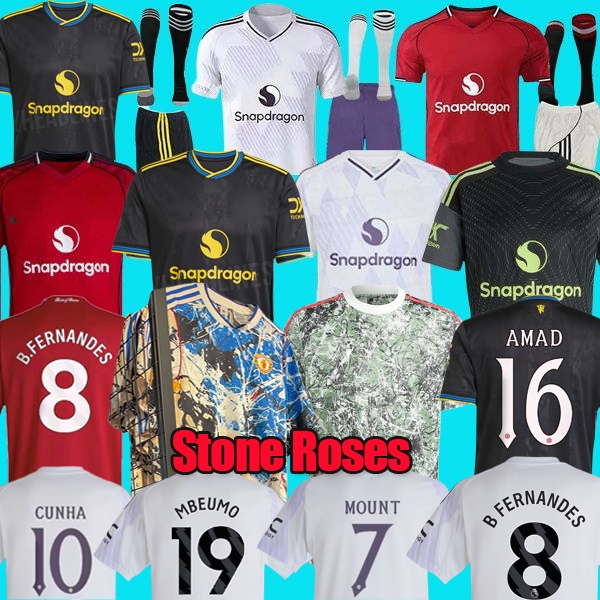 Manchester SESKO MBEUMO CUNHA 25 26 Soccer Jerseys football shirts B. FERNANES men kids kits MAINOO Pre match goalkeeper Training United Stone Roses 2026