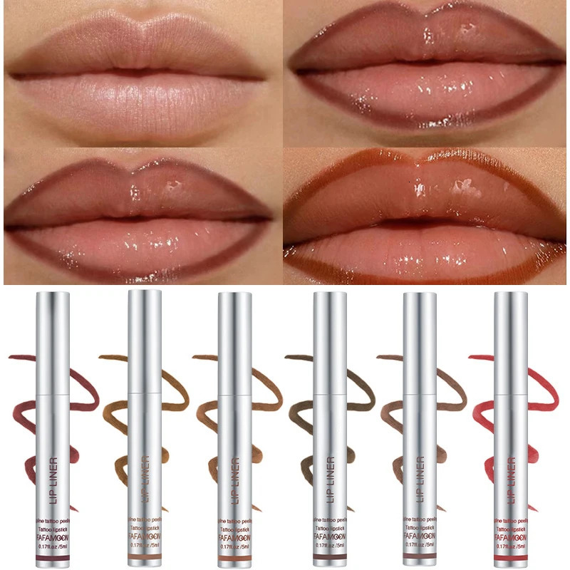6 Color Waterproof Lip Liner Peel Off Tattoo Lip Gloss Lasting Matte Lip Tint Black Brown Contour Tear-off Makeup Stain Cosmetic 260106