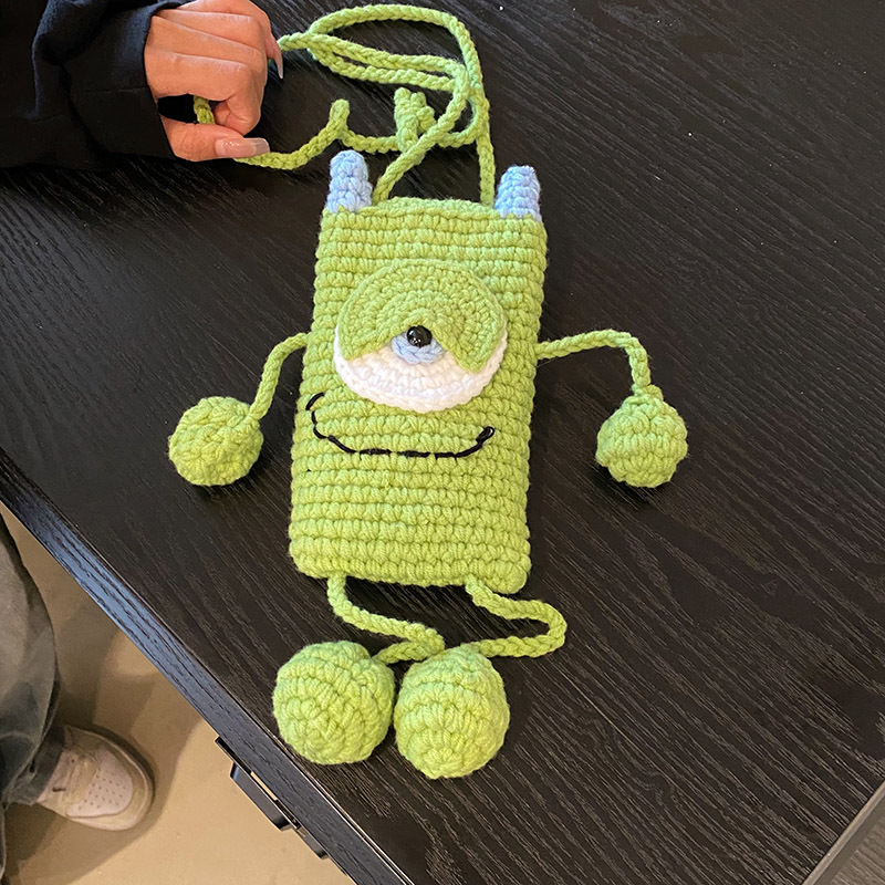 Free shipping designer Trendy Yarn Crochet Finished Bag for Women New DIY Cartoon Knitted Crossbody Bag Parent-Child Cute Phone Bag