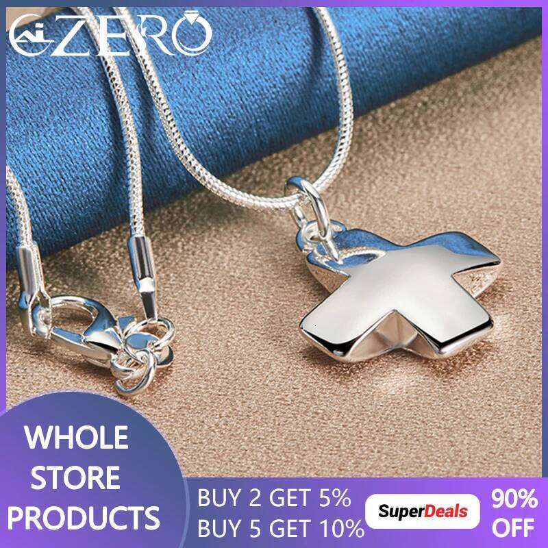 ALIZERO 925 Sterling Silver Solid Small Cross Pendant Necklace 16-30Inch Snake Chain For Women Man Fashion Wedding Party Jewelry