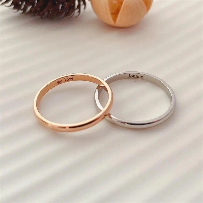2mm Personalized Ring Custom Name Engraved Coordinate Circular Arc Stainless Steel Ring Couple Ring Anniversary Gift 251224
