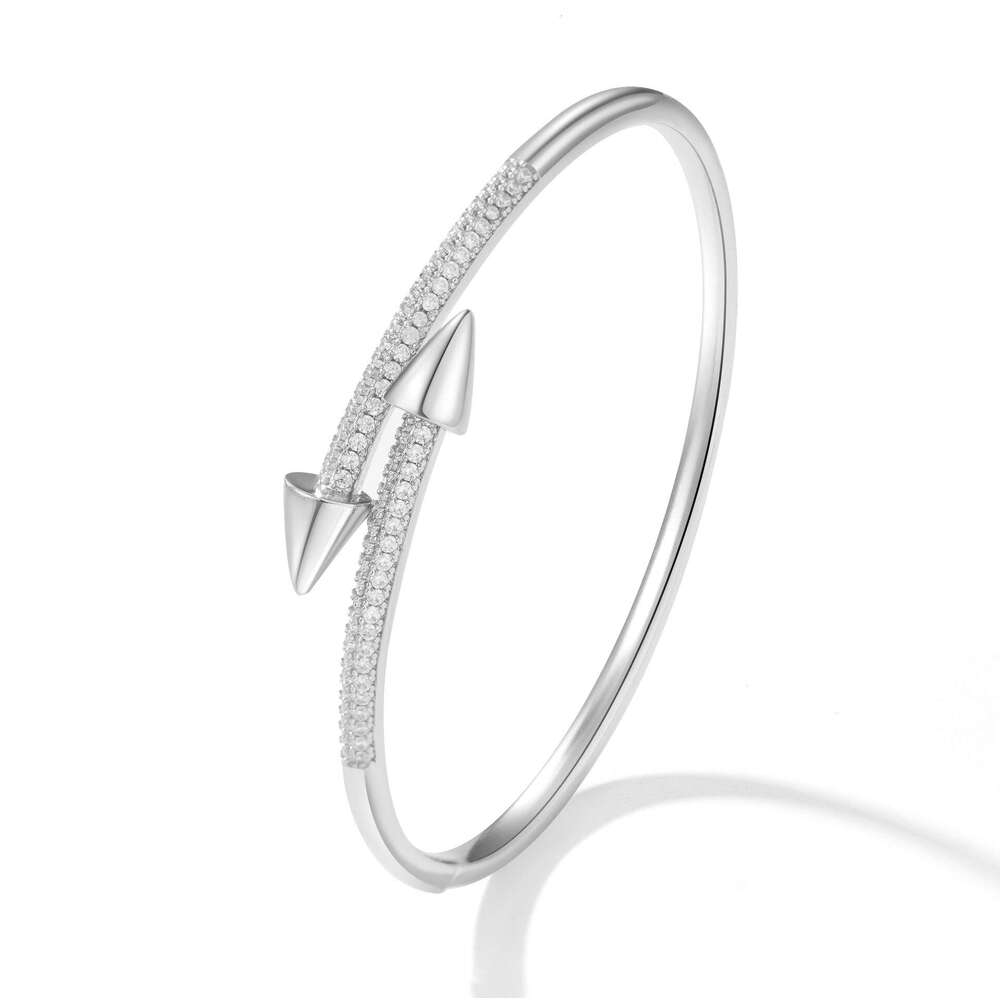 Cross-Border Light Luxury Fashion Zircon High-End Versatile Non-Fading Jewelry Simple Open Plain Circle Bracelet For Women