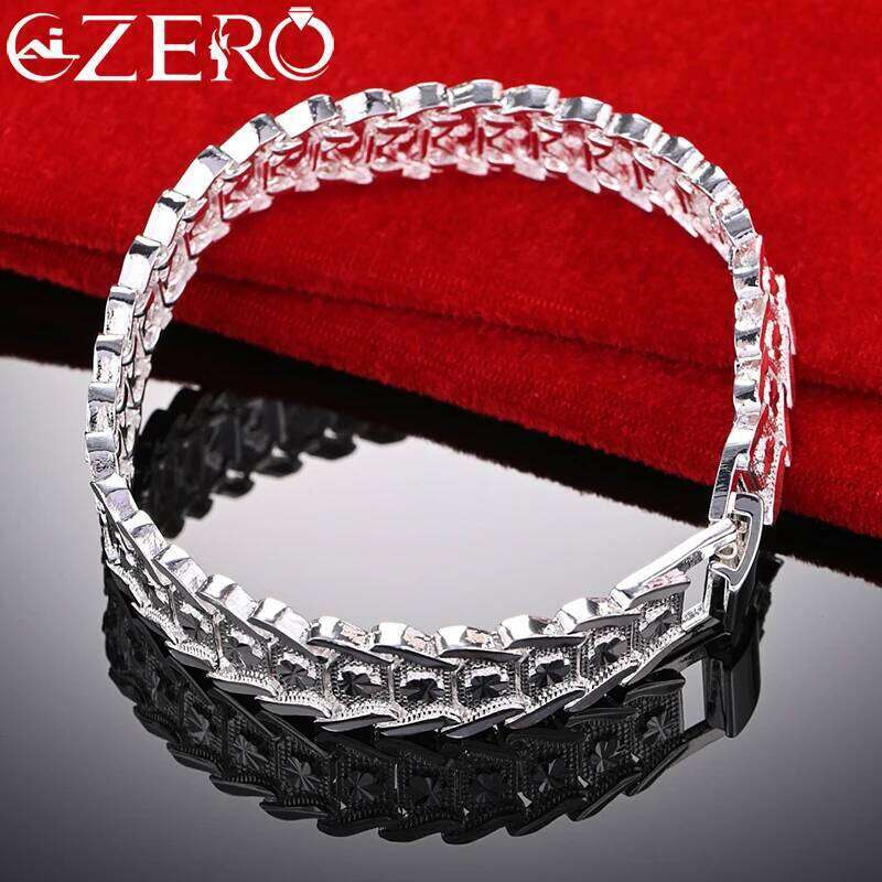 ALIZERO 925 Sterling Silver Fashion Wristband Bracelet Chain For Men's Woman Wedding Party Charm Noble Accessories Jewelry Gift