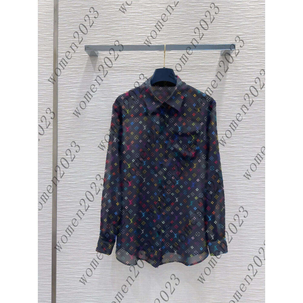 Designer Women's Shirt Lightweight Blouses Turn-down Collar Single-breasted Basic Long Sleeve Full Print Logo Trendy Fashion Comfortable Women's Clothing