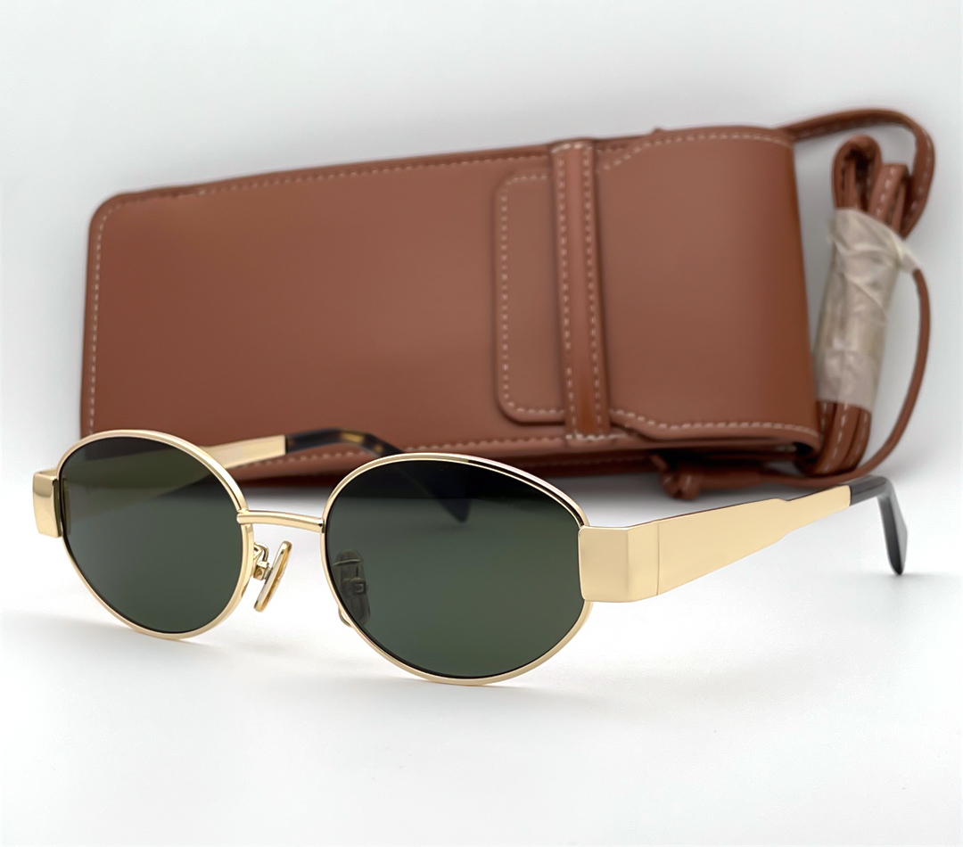 Fashion designer 40235 mens womens sunglasses classic vintage metal small frame oval shape glasses outdoor trendy versatile style UV400 protection come with case