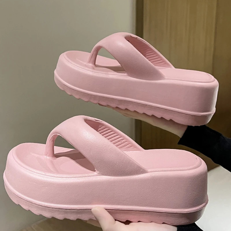 Bebealy Womens Platform Flip Flops Outdoor Beach Flip Flops Fasciitis Arch Support Cloud Slippers Summer Chunky Heeled Slides 260106