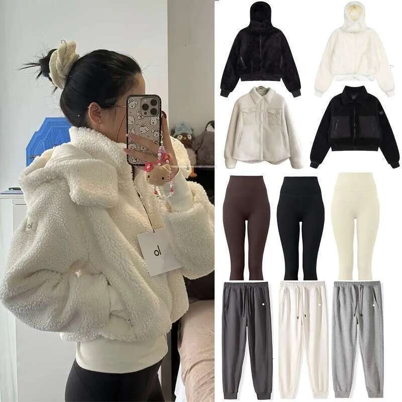 New Top Alonessities Sets Jacket Women Clothes Leggings Pant Sets Fleece Coat Thick Warm Yoga Gym High Waist Women Leggings Alonessities Jackets Vuori Women Set qt