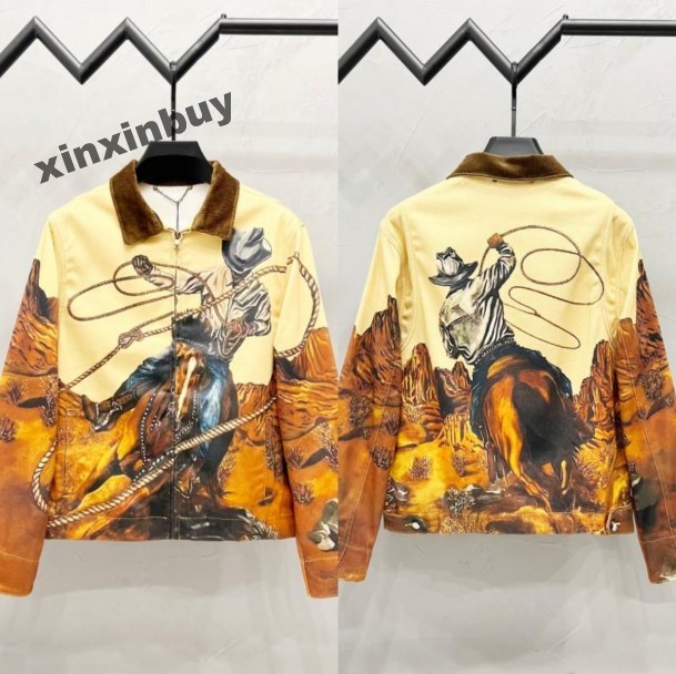 xinxinbuy Designer coats Jacket Men Women bonfire Warhorse cowboy printing denim sets suit Italy Long Sleeve Man Paris red blue black white M-3XL