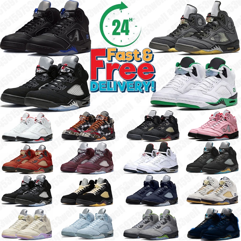 free shipping jump mans 5 5s basketball shoes designer sneakers mens trainers Fire Red Black Cat Racer Blue Metallic UNC Oreo men outdoor sports sneaker hotsale