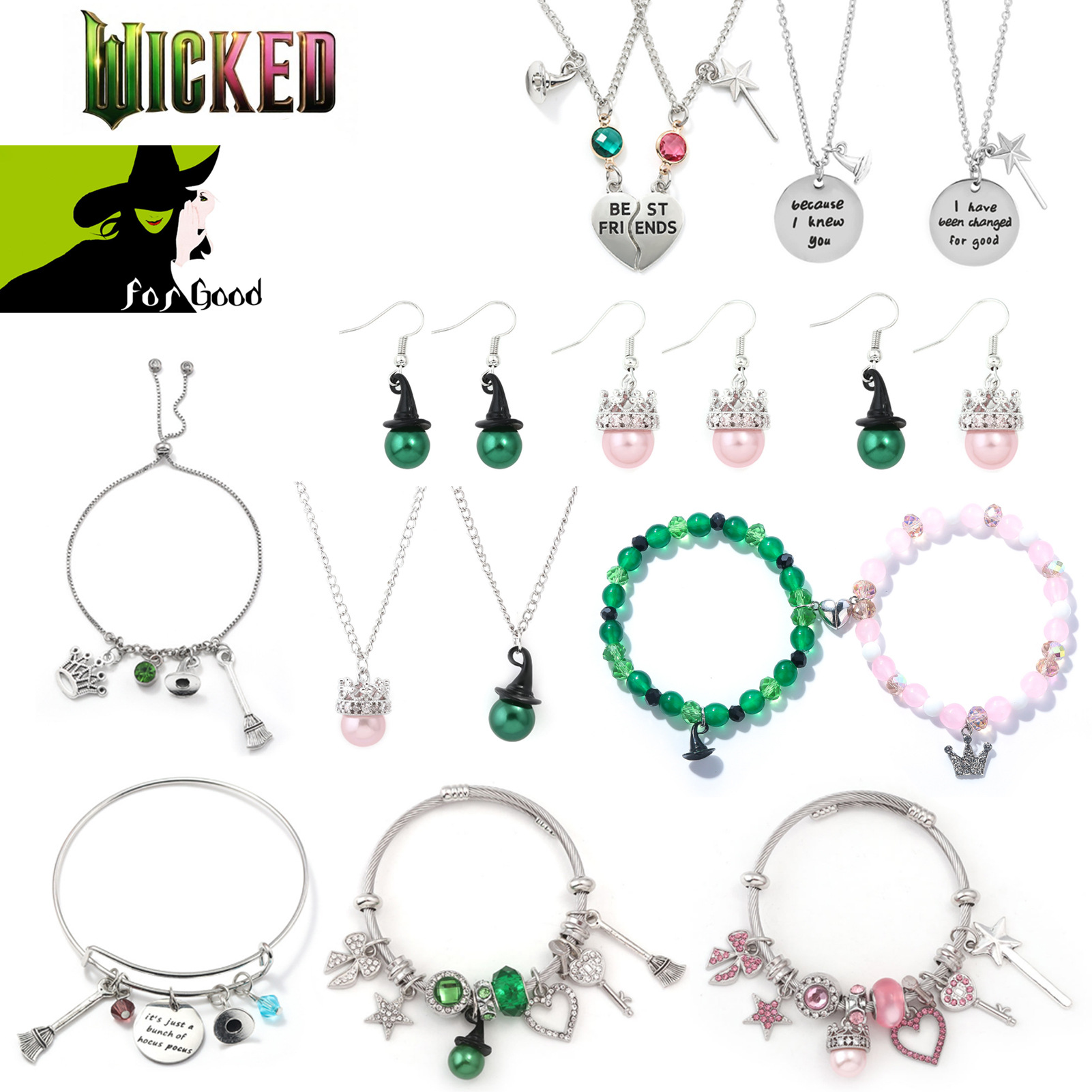 Amazon hot magic bad witch good friend girlfriend bracelet magic hat magic staff crown COS earrings necklace