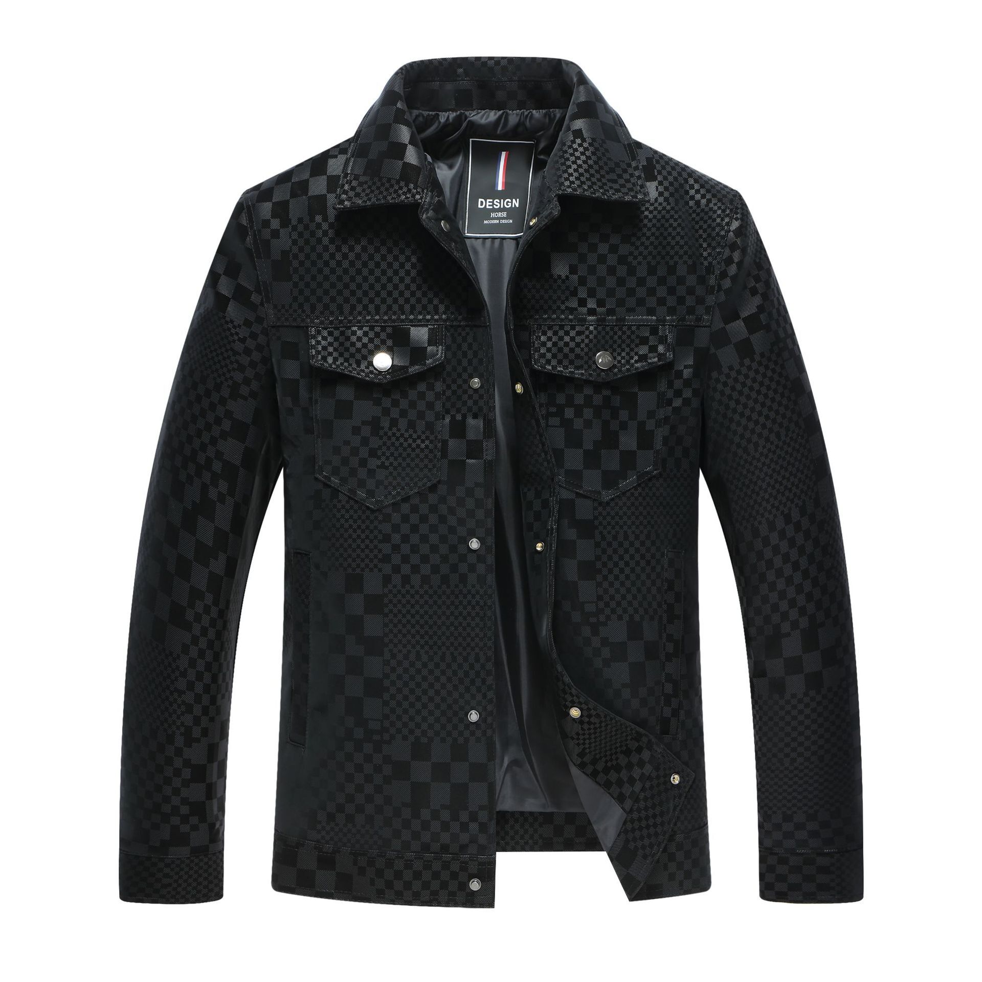 2026 New Designer Clothing Print Jacket Leather Men's Coat Top-class Business Casual Coat Fur Trend Outdoor Sports Luxury Men's Clothing