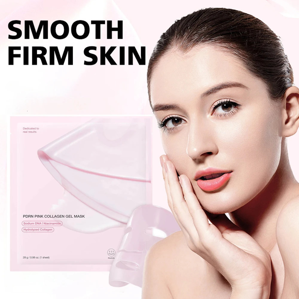 4pcsBox Absorbable PDRN Pink Collagen Gel Mask Niacinamide Brightening Moisturizing Collagen Firming Lifting Mask Skin Care 260106