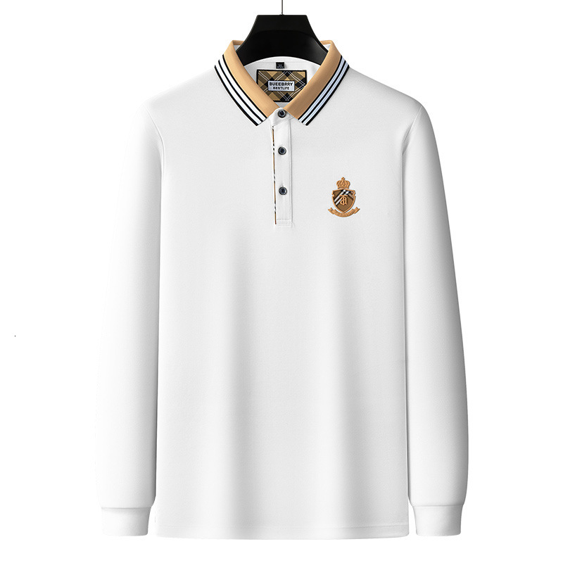 Luxury Brand Designer Clothes International Big Brand Men's New Long Sleeve T-Shirt Men's Base Shirt Dad's Clothing Men's Turn-Dow