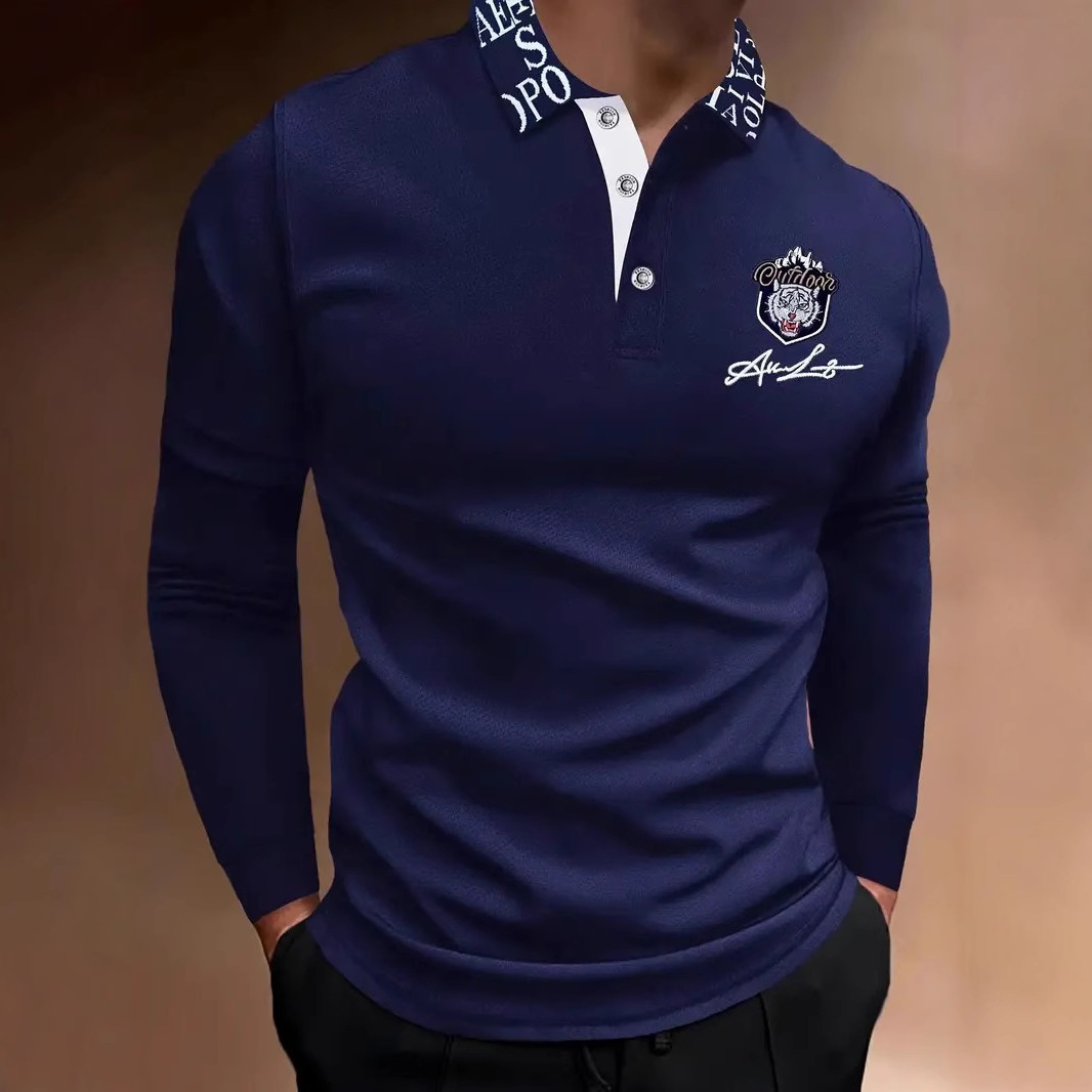Luxury Brand Designer Clothes 2025 Trade Men's Long Sleeve Business Casual Polo Shirt