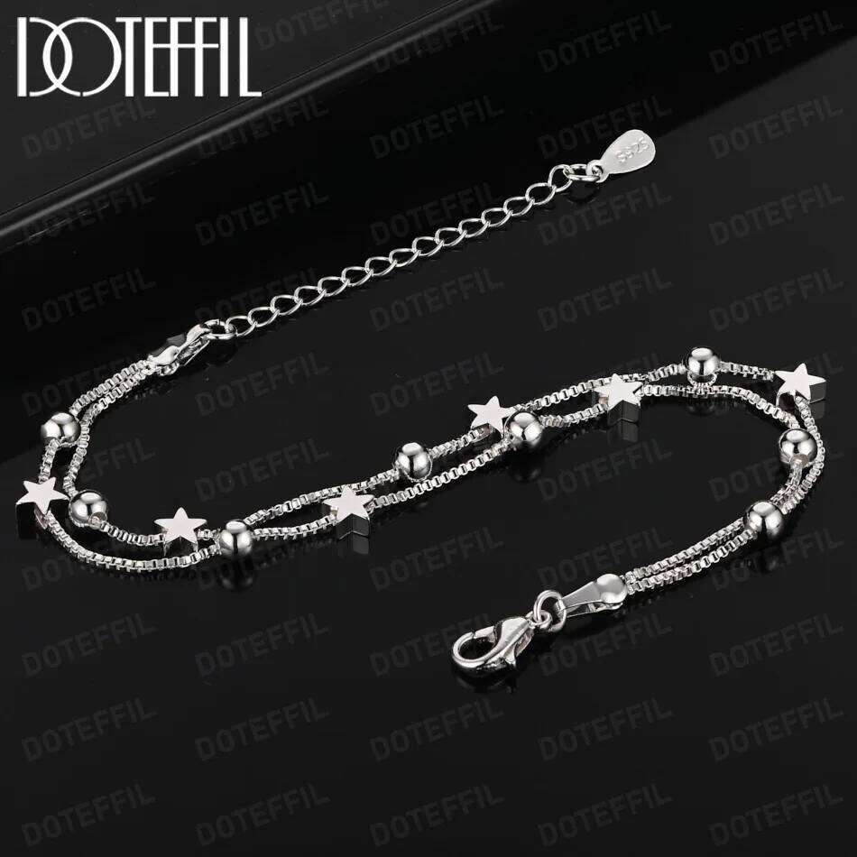 DOTEFFIL Beautiful Stars Bracelet 925 Sterling Silver for Women Korean Fashion Designer Party Wedding Jewelry Holiday Gifts