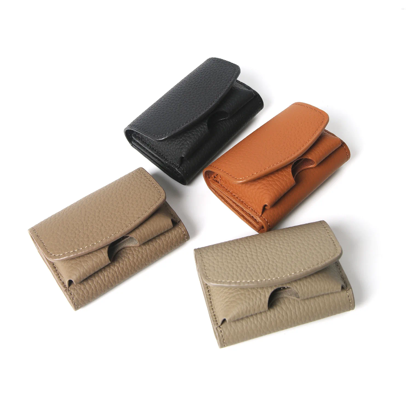 Card Holders Mini Dual-Fold Short Wallet Japanese Style Top-Layer Cowhide Leather Unisex Multifunctional Compact Holder And Cashier