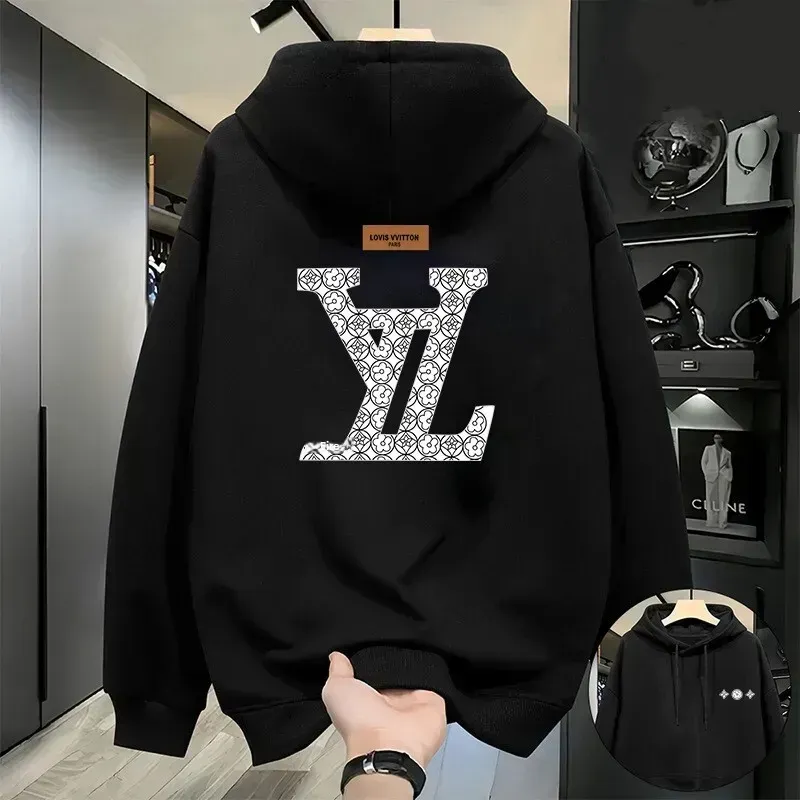 Men's Hoodies 100% Cotton Luxury Thicken Sweatshirt Hip Hop Streetwear Loose Casual Hooded Pullover Women Clothing Long Sleeved Sweatshirt Hoody