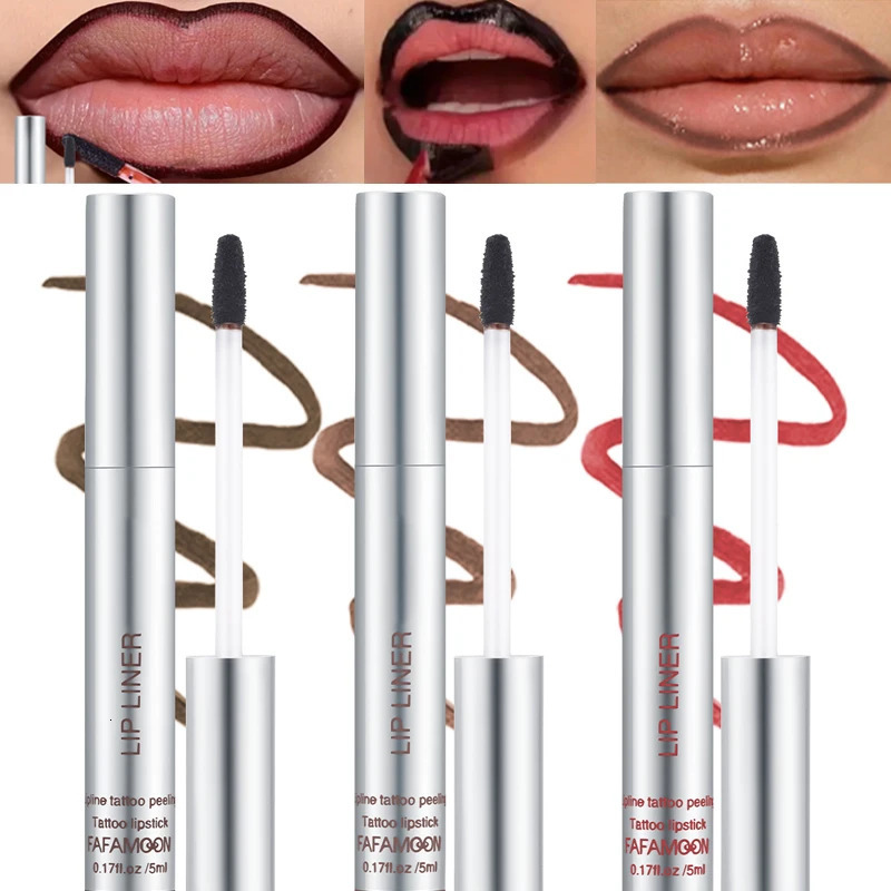6 Color Waterproof Lip Liner Peel Off Tattoo Lip Gloss Lasting Matte Lip Tint Black Brown Contour Tear-off Makeup Stain Cosmetic 260106