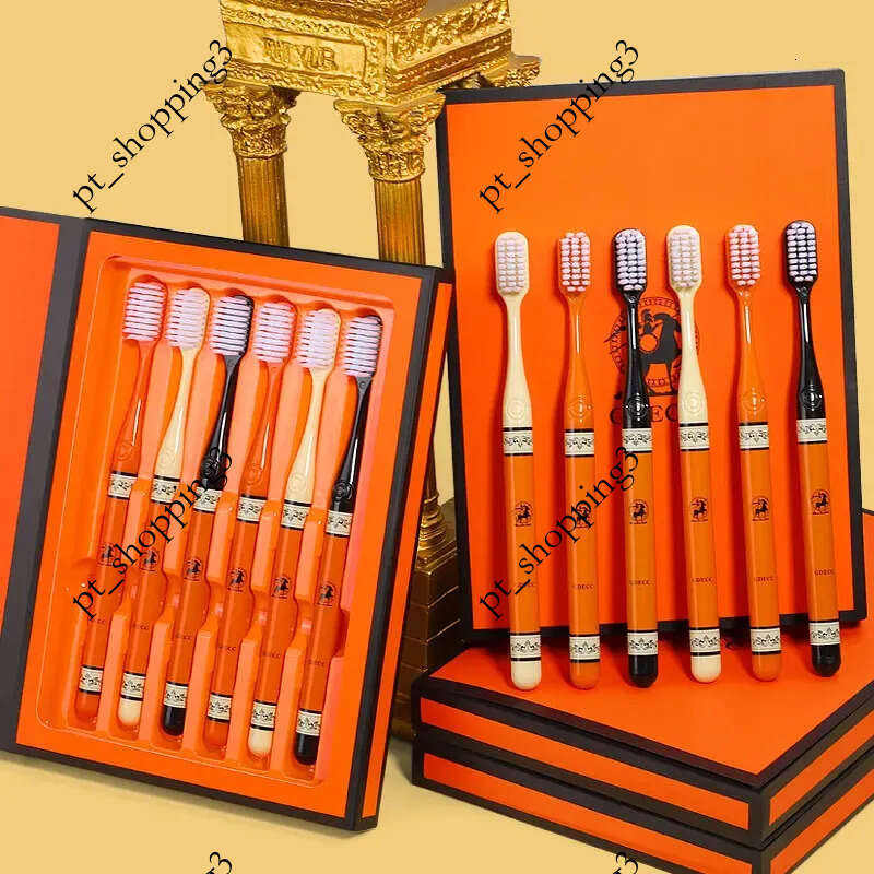 6 high-grade orange toothbrush gift box teeth tools deep cleaning oral care soft hair travel portable applicable