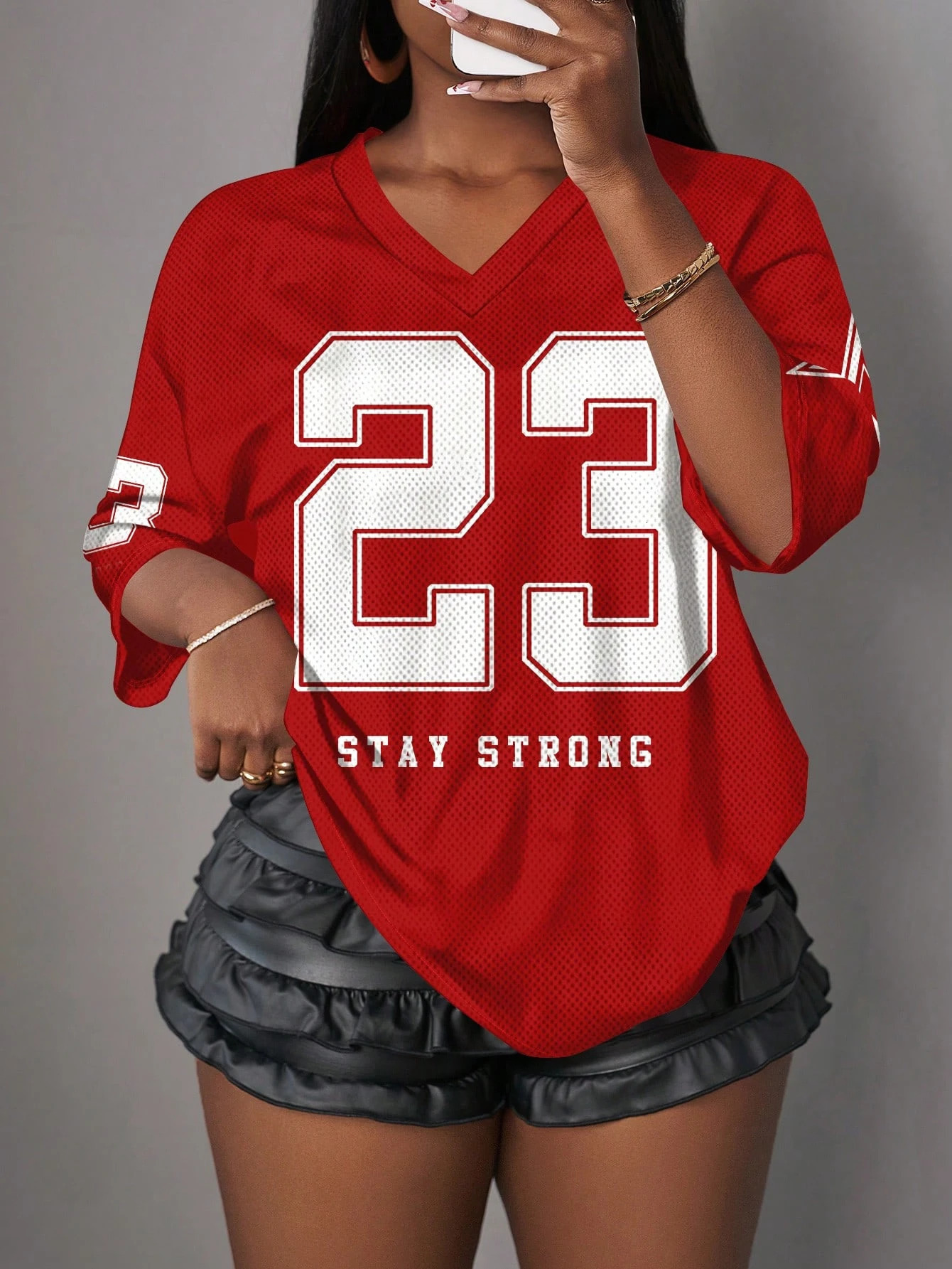 Casual Minimalist Letter NO23 Graphic TShirt For Women Summer Sports Jersey Suitable Basketball Games Y2k Ladies Clothes 260107