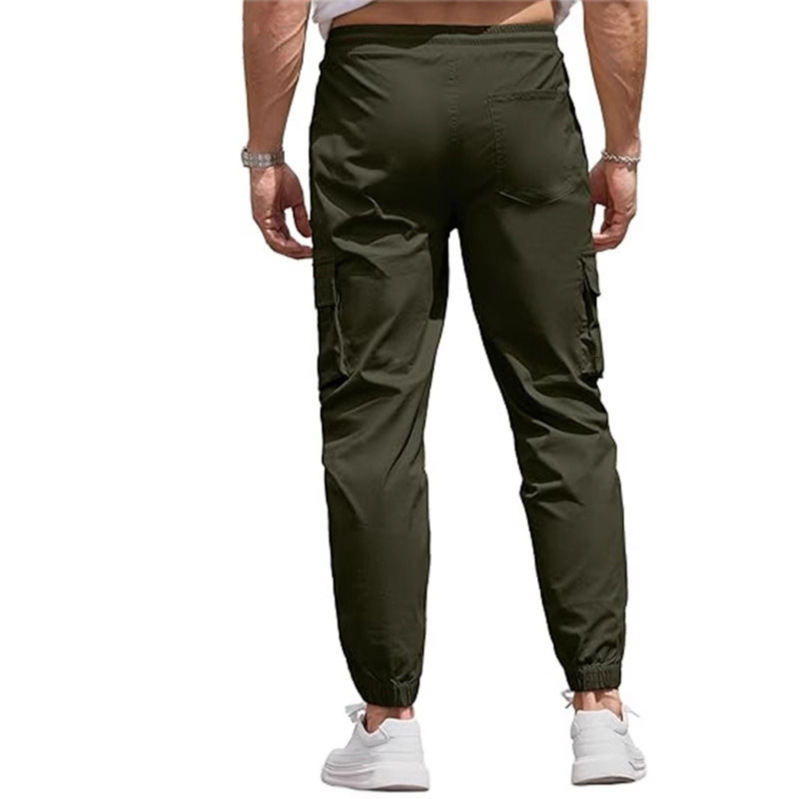 New American Style 3D Patch Pocket Slim Fit Pants with Drawstring Elastic Sports Jogger Pants Casual Pants 241021
