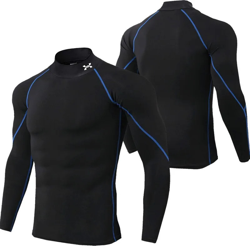 Mens running T-shirt quick drying fitness sports shirt long sleeved tight fitting top fitness gym T-shirt mens 260106